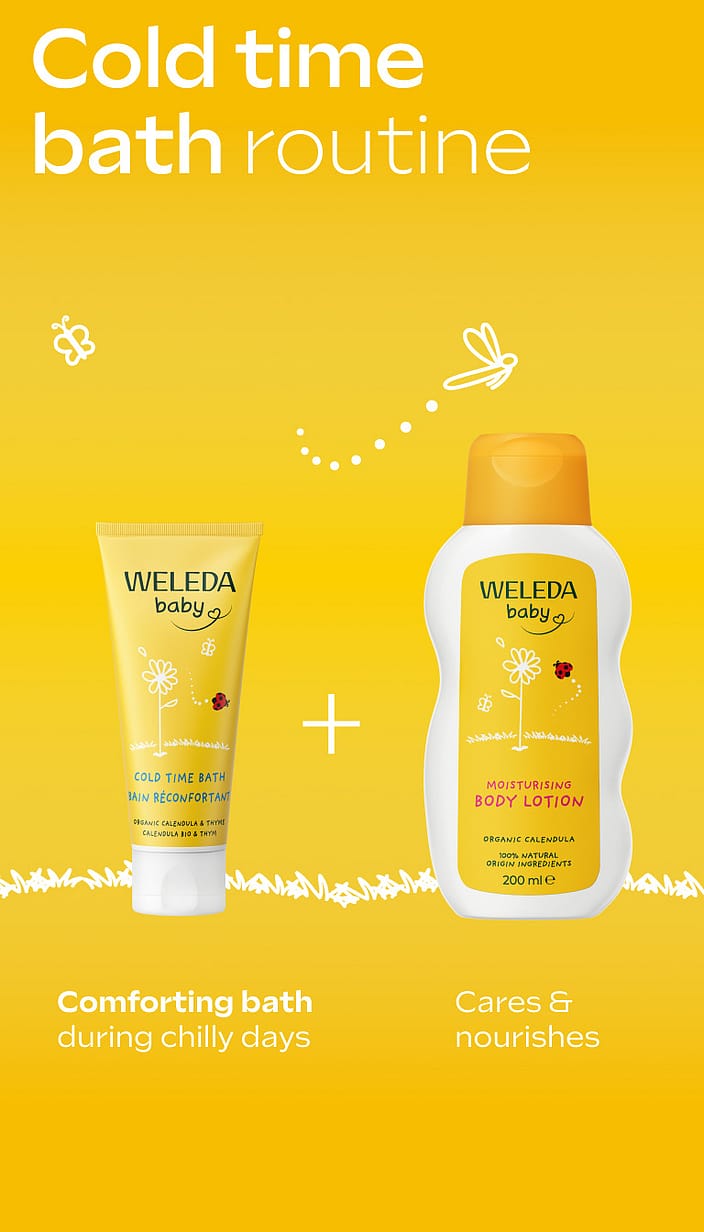 Baby Băiță cu gălbenele pentru zile reci