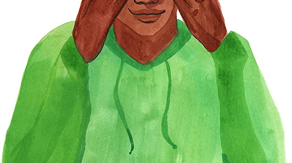 ilustratie barbat in pulover verde